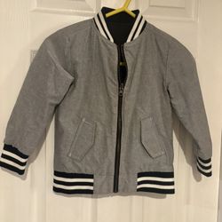 Sovereign Code Kids reversible Gray and black Bomber Jacket with Striped Trim