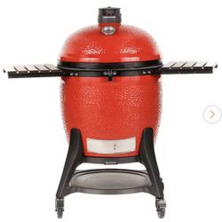 Big Joe III 24 in. Charcoal Grill in Red with Cart, Side Shelves, Grate Gripper, and Ash Tool