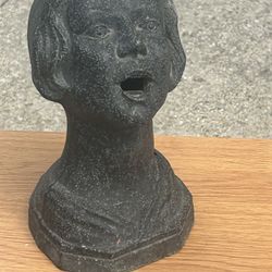 Extra Rare  1900’sHeavyweight Metal Fountain Head Lady Wit Hair And Teeth Open Mouth   Teeth