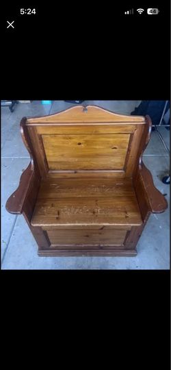 Vintage Solid Pine Monk's Bench / Storage Settle