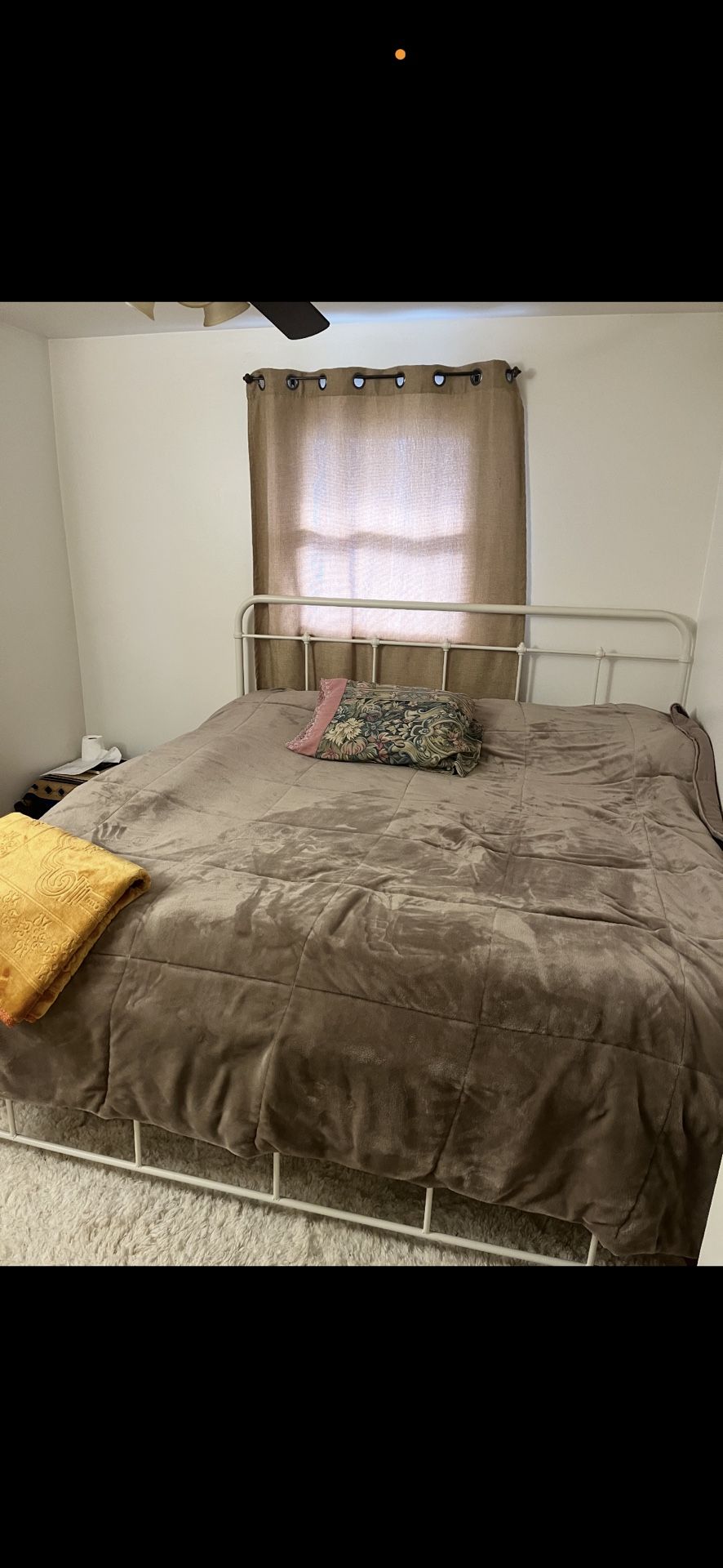 Metal cream frame bed