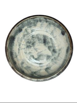 Signed Dean Yates Handmade Pottery Bowl Blue Gray Studio Ceramic 2012