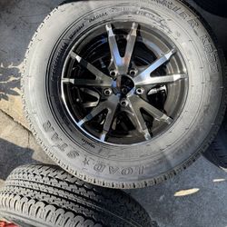 New 205-75-14inch Trailer Tires With Black Aluminum  Wheels 