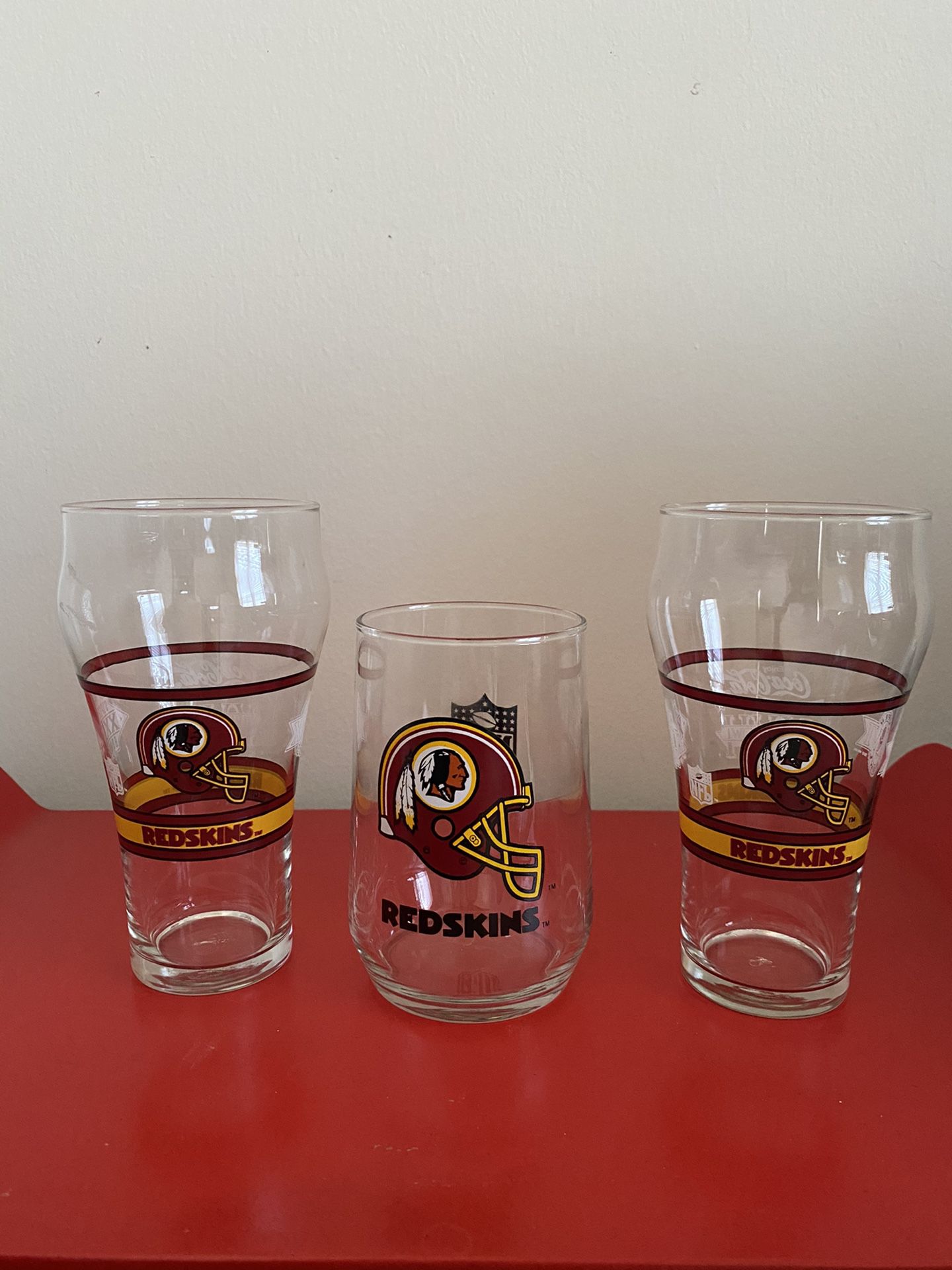 Redskins glass cups