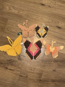 Macrame Butterfly set of 5 wall appliqués $30