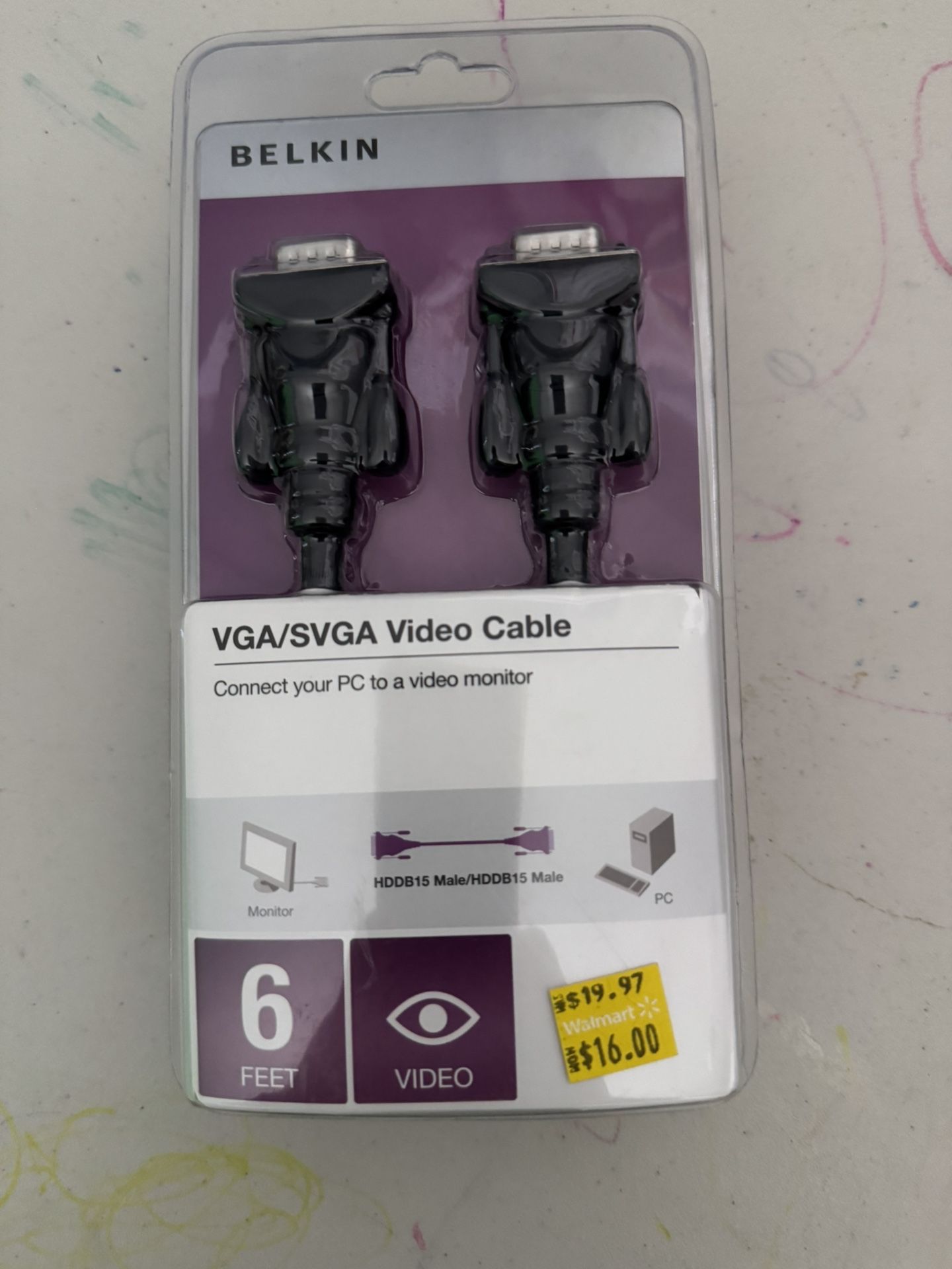 Belkin HDDB15M to HDDB15F VGA Monitor Extension Cable-25 feet