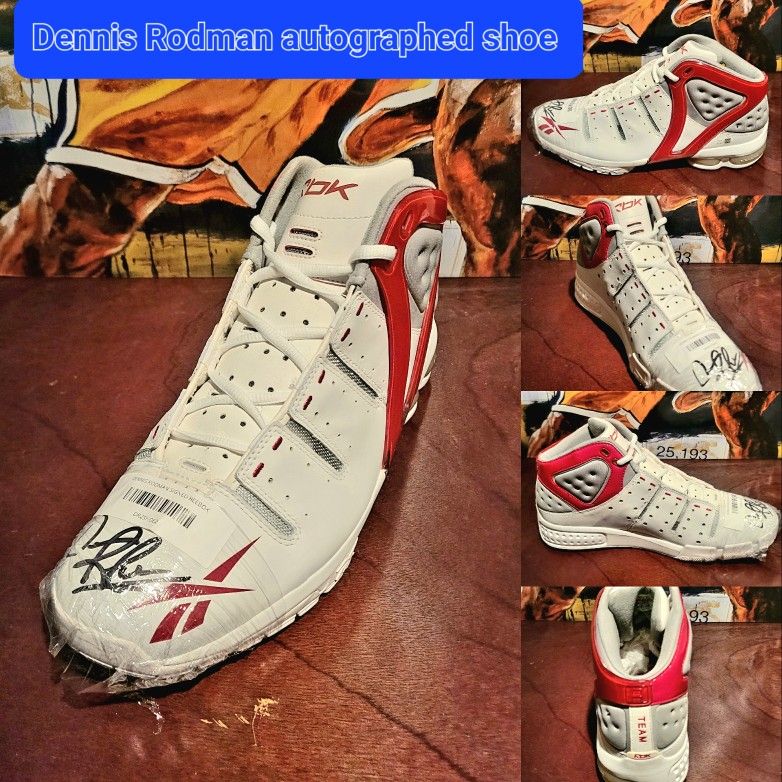 Dennis Rodman Autographed Shoe With Authenticity