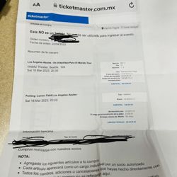 2 TICKETS LOS ANGELES AZULES