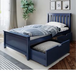 Twin 2 Drawer Solid Wood Platform Bed