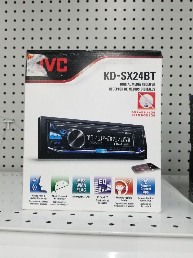 JVC KDSX24BT Digital Media Receiver (no CD's) w/Built-in Bluetooth, USB and Detachable
