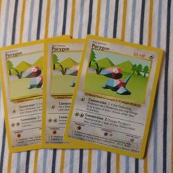 Porygon Base Set X 3 ONE SHADOWLESS 39/102  (LP)