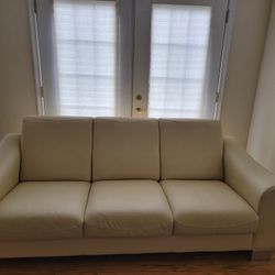 Cream Itailian Leather Couch