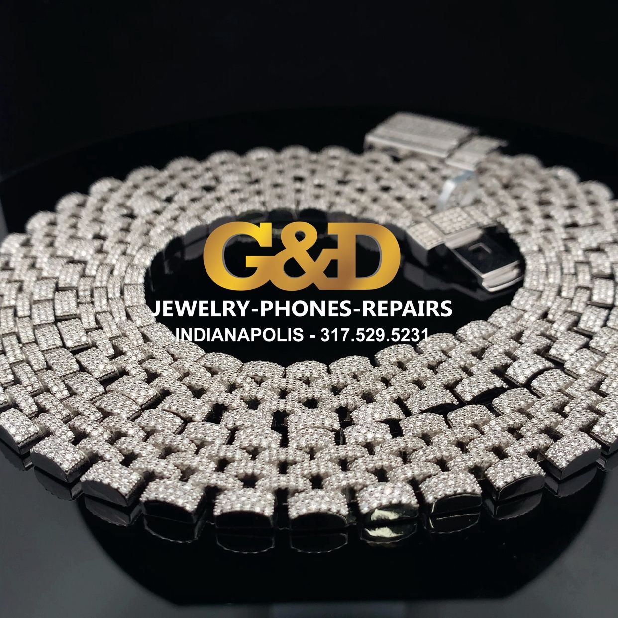 925 Silver Moissanite Día Chain