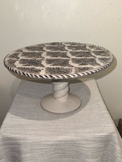 Boho White Paisley Ceramic Cake Stand Studio B by Magenta