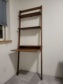 Wood Leaning Desk, walnut color