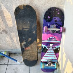 2 Used Skateboards And 2 Used Scooters For Ages 5 - 15