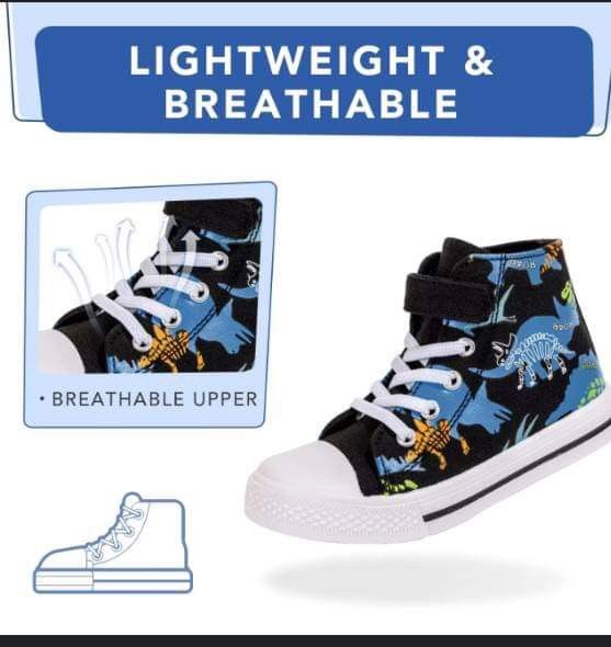 FUNCOO PLUS Kids Toddler Sneakers Girls Boys Sneakers Unisex-Child High Top Casual Canvas Shoes with Velcro