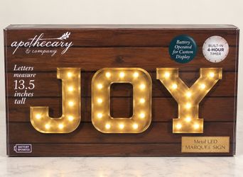 JOY Metal LED Marquee Sign – 13.5” Light-Up Décor with Timer
