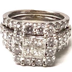 Women Wedding Set 14kt White Gold Solid 