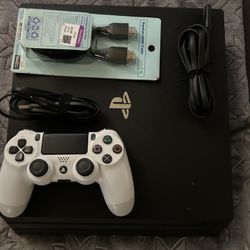 PS4 Pro + 2 Controllers, All Needed Wires Included 