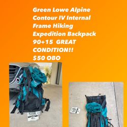 Green Lowe Alpine Contour IV Internal Frame Hiking Expedition Backpack 90+15  