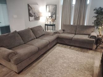 Large Gray Fabric Sectional Sofa