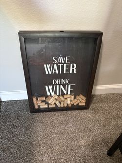 Save Water Drink Wine Cork Shadowbox