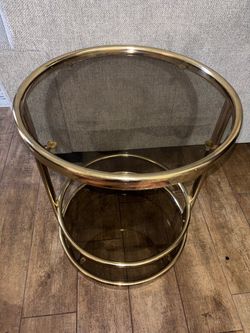 90s Vintage gold end table