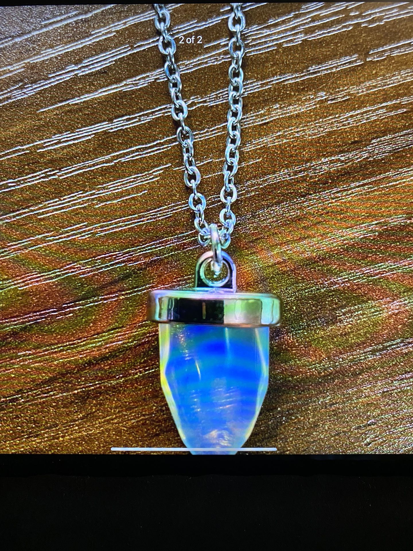 Moonstone Glass Pendant Necklace 
