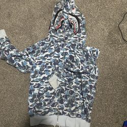 Blue Bape Shark Hoodie I Ship With Ups XL IN KIDS