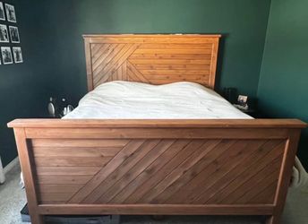 Solid Wood Bed Frame with Headboard and Footboard