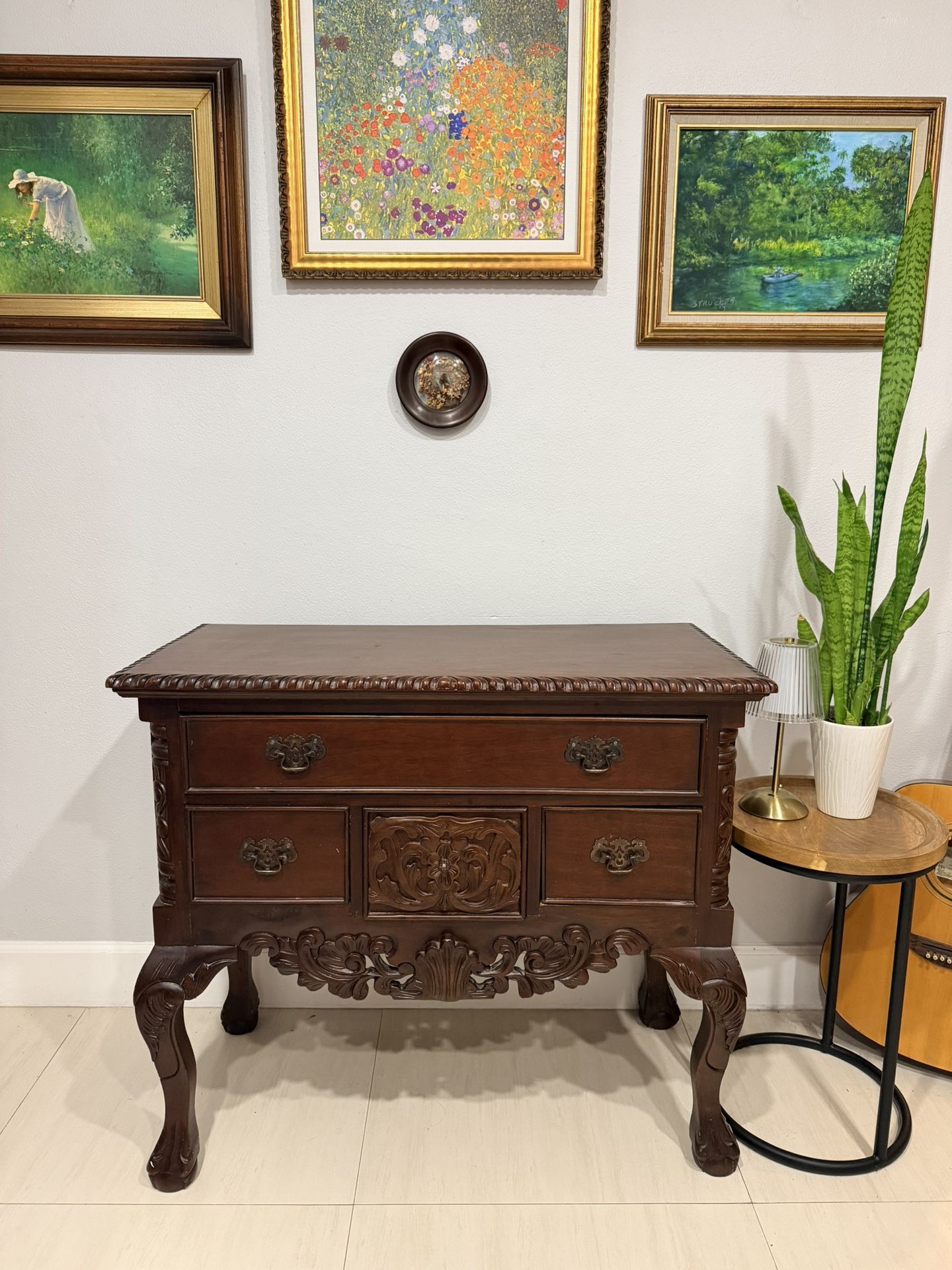 Chippendale Style Low Boy Dresser Buffet Console Table For Furniture Restorer Solid Wood 