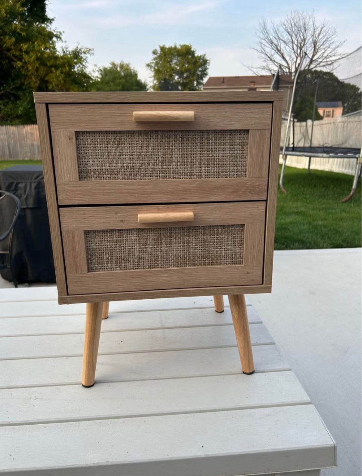 Spurlin Rattan Nightstand With 2 Storage Drawers