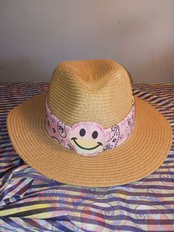 Juicy Couture Happy Face Fedora Summer Perfection Brown Pink