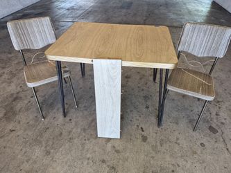 Kitchen Table 2 Chairs 1 Leaf Mid Century
