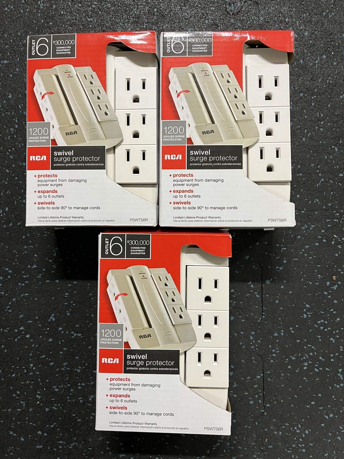 6 Outlet Wall Tab Surge protectors 