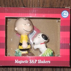 Westland Peanuts, Snoopy Hugging Charlie Brown Magnetic Salt & Pepper Shaker Set