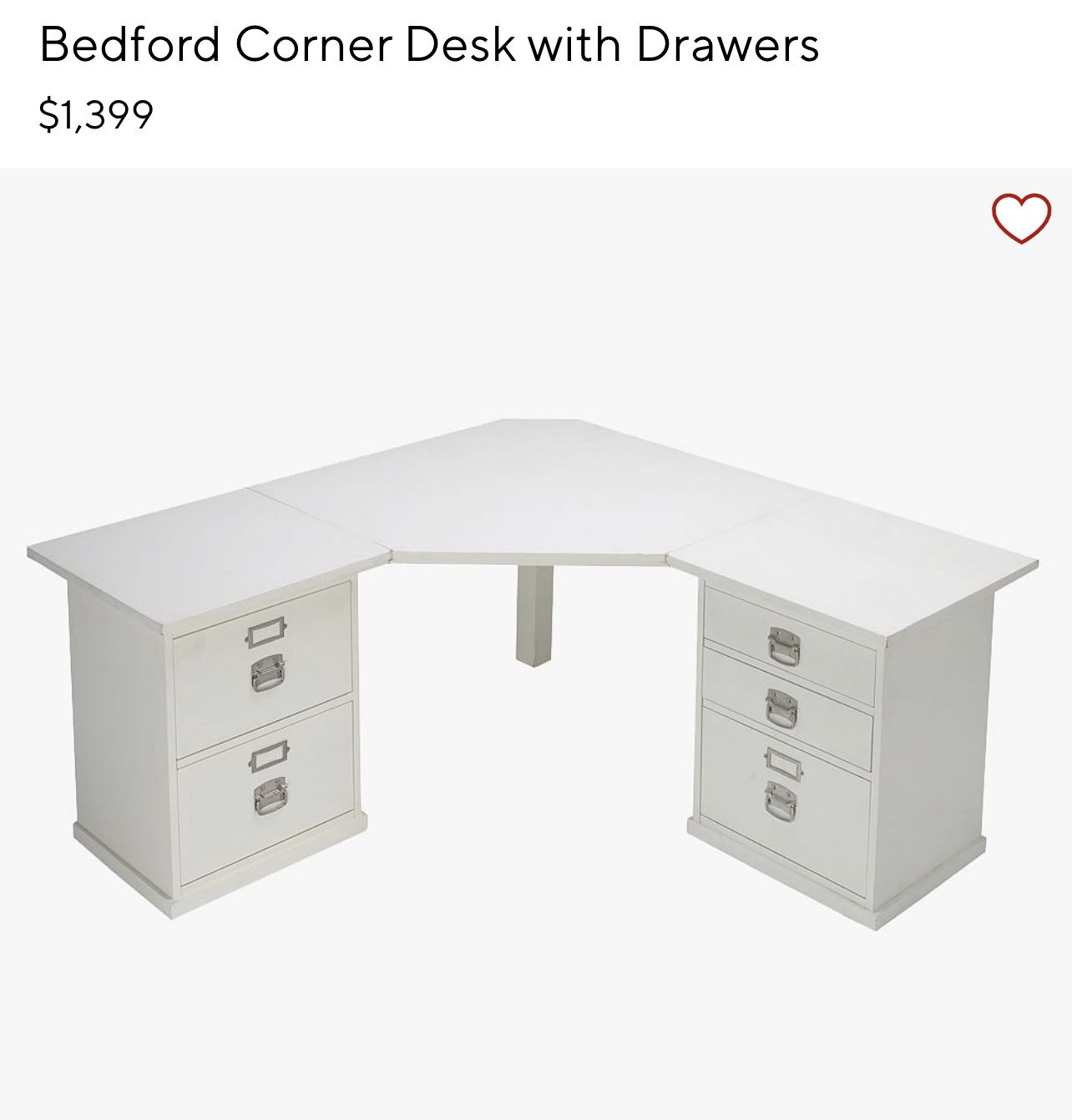 Pottery Barn Bedford Corner Desk with 6 drawers
