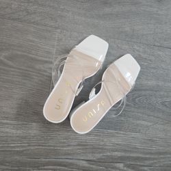 White Clear Heels 6.5