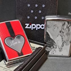Custom Engraved Chrome Heart Zippo Lighter 