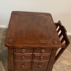 Solid Wood End Table - Needs To Be Refinished 