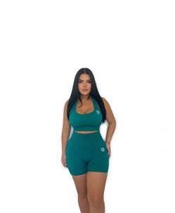 Women Seamless Scrunch Shorts Set Gym Activewear Yoga Workout