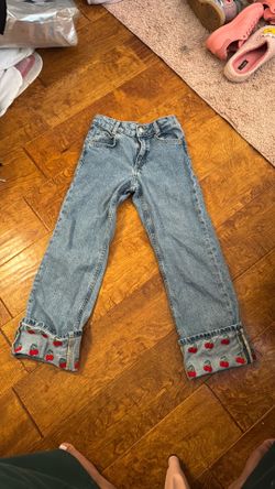 Girls Zara Jeans with cherries size 9/10