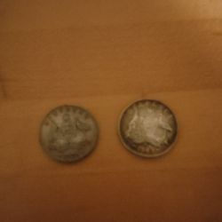 Lot Of 5 Silver Australian 6 Pence Coins 