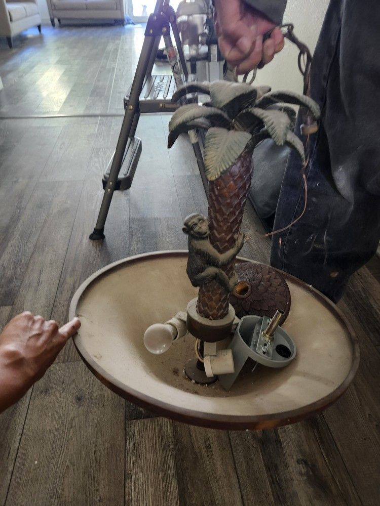 Unique Antique Gorilla Light With Palm Tree