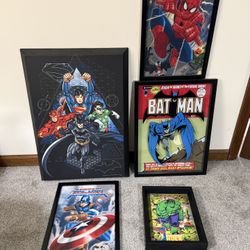 Set Of Five Marvel Artwork Pieces