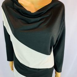 Brand New Women’s XXL Black/White Boat Neck 3/4 Sleeve Top