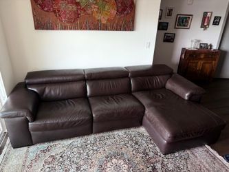 Genuine Full-Grain Leather Sofa w/ Lounger — Macy’s | $800