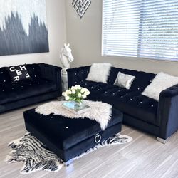 Glam Velvet sofa Set With Rhinestones 