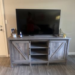 Modern Wooden TV Stand and 60” Samsung Smart TV